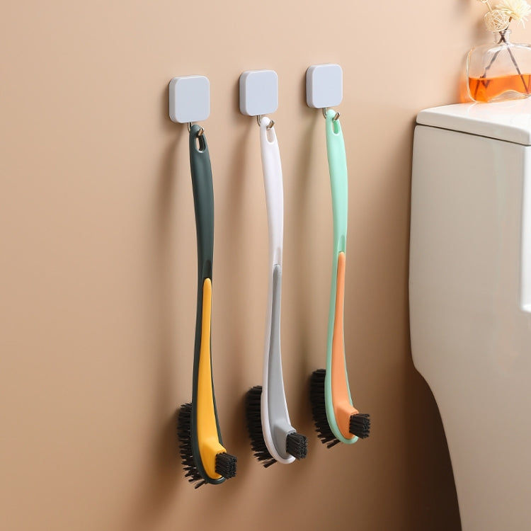 Double-sided Soft Hair Toilet Brush Toilet Long Handle Cleaning Brush(Dark Green)