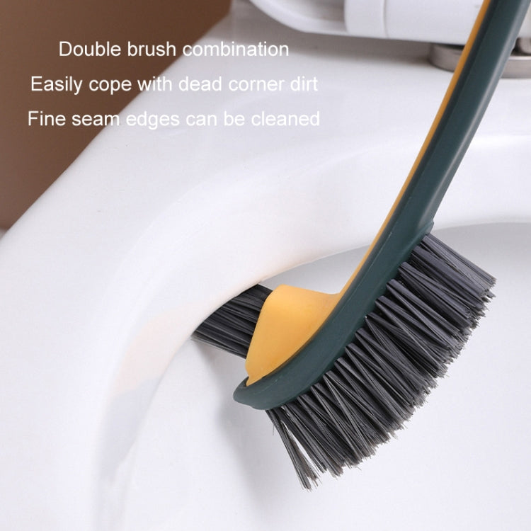 Double-sided Soft Hair Toilet Brush Toilet Long Handle Cleaning Brush(Light Green)
