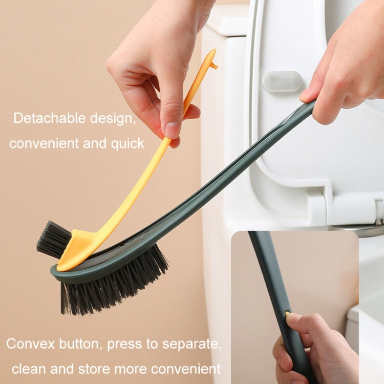 Double-sided Soft Hair Toilet Brush Toilet Long Handle Cleaning Brush(White)