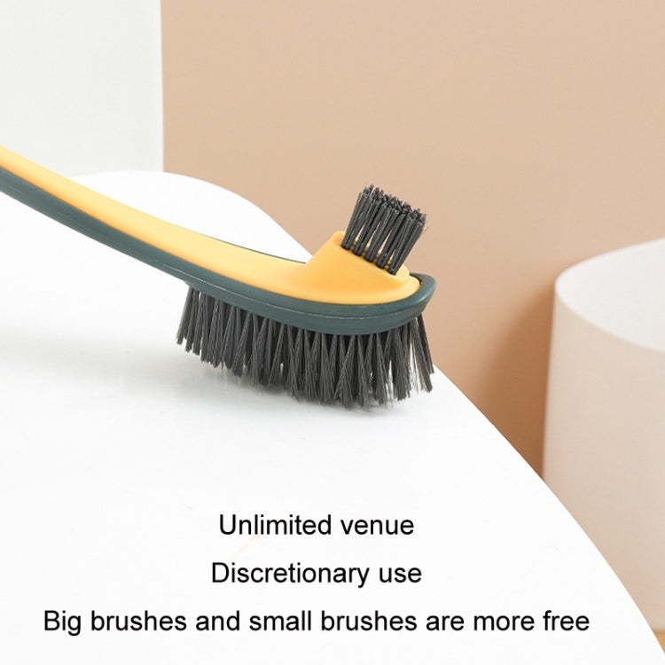 Double-sided Soft Hair Toilet Brush Toilet Long Handle Cleaning Brush(White)