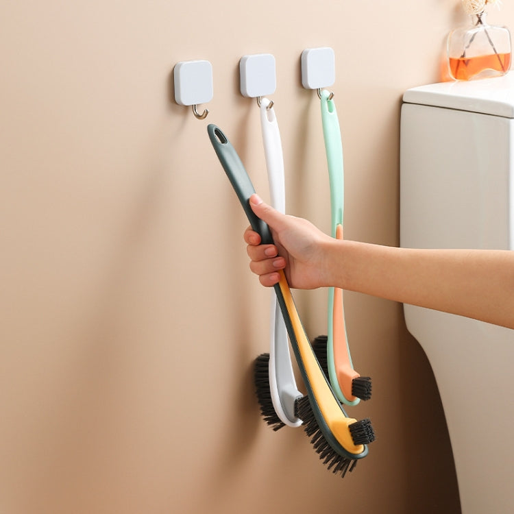 Double-sided Soft Hair Toilet Brush Toilet Long Handle Cleaning Brush(White)