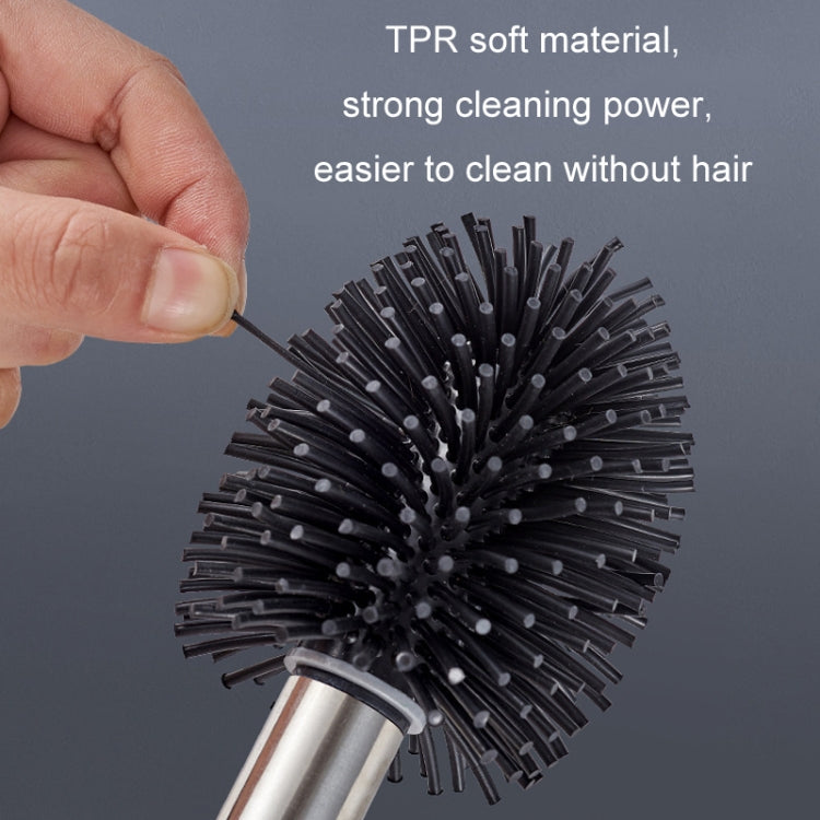 Bathroom Stainless Steel Base Leak-Proof Toilet Brush Set, Color: Soft Rubber Paint Removal Rod