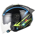 KUQIBAO Motorcycle Smart Bluetooth Sun Protection Double Lens Safety Helmet, Size: M(Bright Black Phantom Fiber+Black Tail)