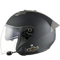 KUQIBAO Motorcycle Smart Bluetooth Sun Protection Double Lens Safety Helmet, Size: M(Matte Black+Gray Tail)