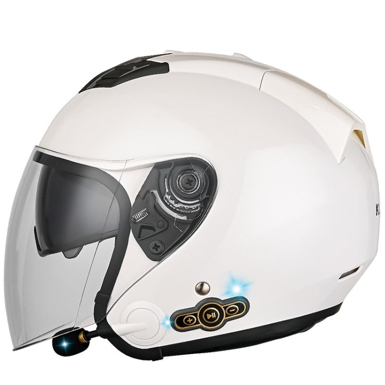 KUQIBAO Motorcycle Smart Bluetooth Sun Protection Double Lens Safety Helmet, Size: L(White)