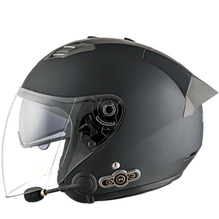 KUQIBAO Motorcycle Smart Bluetooth Sun Protection Double Lens Safety Helmet, Size: L(Matte Black+Gray Tail)