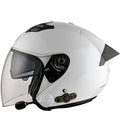KUQIBAO Motorcycle Smart Bluetooth Sun Protection Double Lens Safety Helmet, Size: XL(White+Gray Tail)