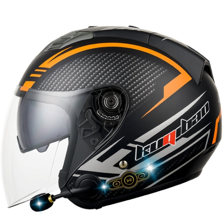 KUQIBAO Motorcycle Smart Bluetooth Sun Protection Double Lens Safety Helmet, Size: XXL(Matte Black Phantom Fiber)