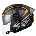 KUQIBAO Motorcycle Smart Bluetooth Sun Protection Double Lens Safety Helmet, Size: XXL(Matte Black Phantom Fiber+Gray Rear Spoiler)