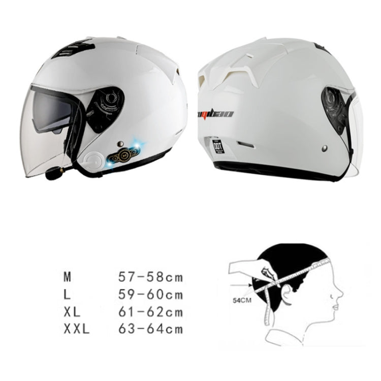 KUQIBAO Motorcycle Smart Bluetooth Sun Protection Double Lens Safety Helmet, Size: M(White Phantom Fiber)