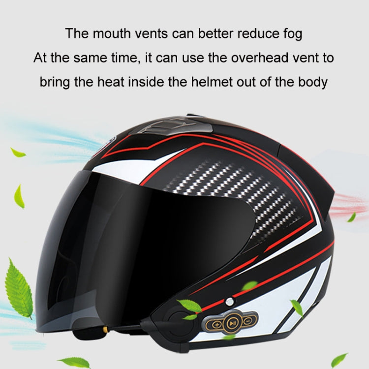 KUQIBAO Motorcycle Smart Bluetooth Sun Protection Double Lens Safety Helmet, Size: M(White)