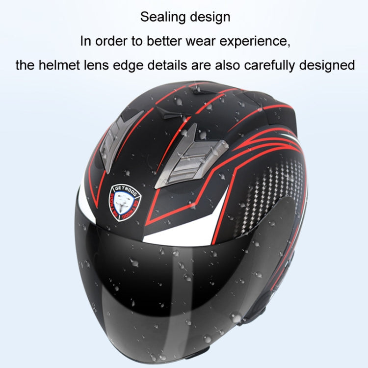 KUQIBAO Motorcycle Smart Bluetooth Sun Protection Double Lens Safety Helmet, Size: XL(Matte Black Phantom Fiber+Gray Rear Spoiler)