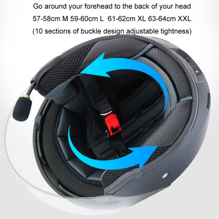 KUQIBAO Motorcycle Smart Bluetooth Sun Protection Double Lens Safety Helmet, Size: L(White+Gray Tail)