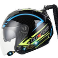 KUQIBAO Motorcycle Bluetooth Headset Double Lens Helmet With Braid, Size: M(Bright Black Phantom Fiber)