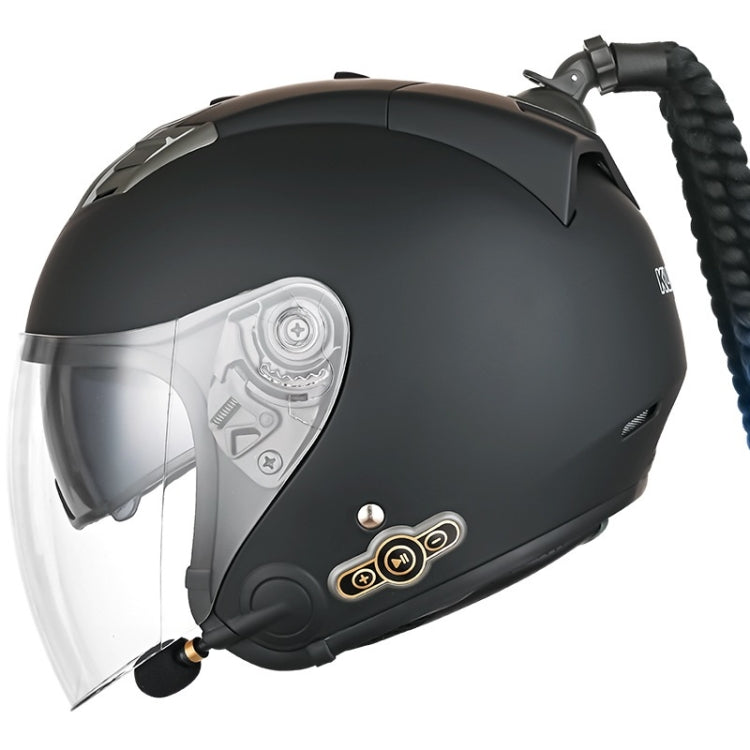 KUQIBAO Motorcycle Bluetooth Headset Double Lens Helmet With Braid, Size: L(Scrub Black)