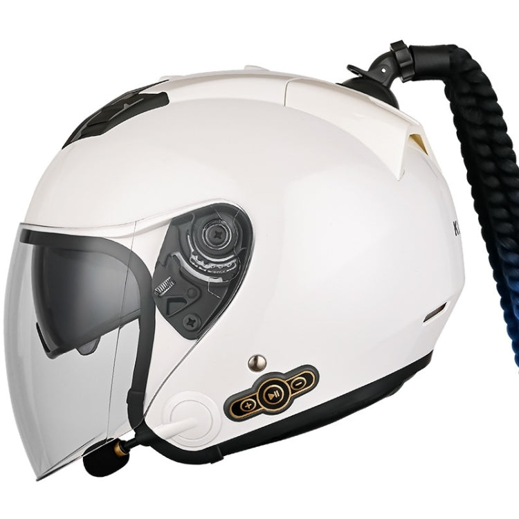 KUQIBAO Motorcycle Bluetooth Headset Double Lens Helmet With Braid, Size: XL(White)