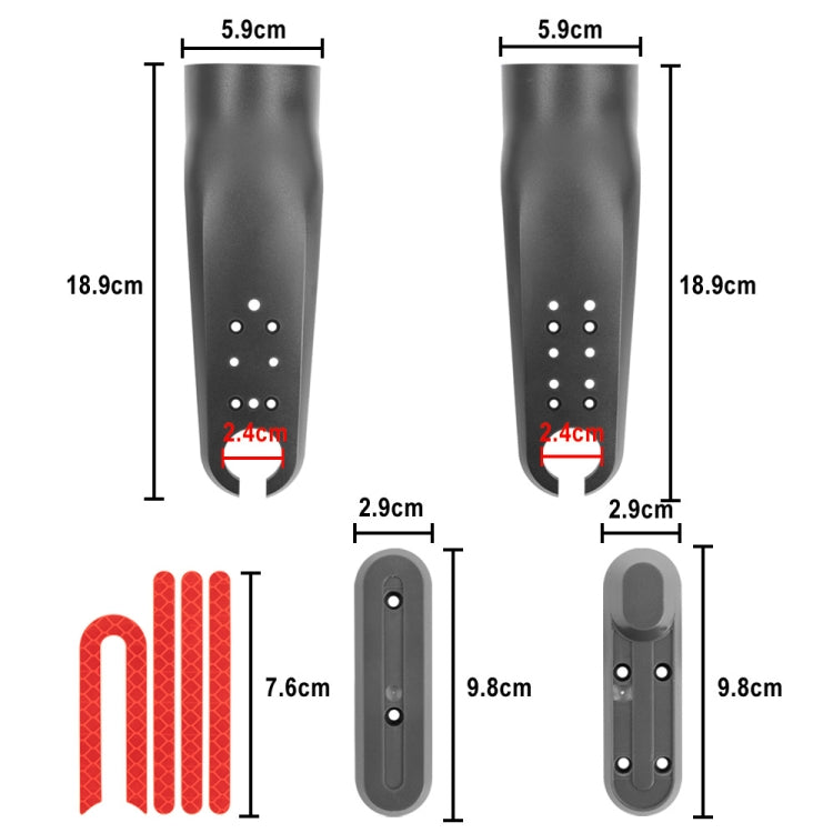For Xiaomi M365 / PRO / 1S Skateboard Accessories Front Fork Plastic Protection Cover Reflecting Bar Set(Black)