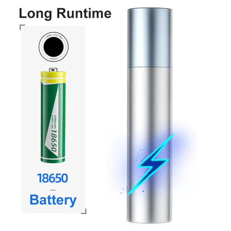 2600mAh LED Outdoor Strong Lighting Lithium Battery Flashlight, Color: Zoom Silver