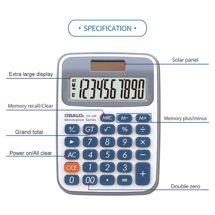 OSALO 10-digit LCD Screen Solar Dual Power Supply Desktop Calculator Mini Student Calculator