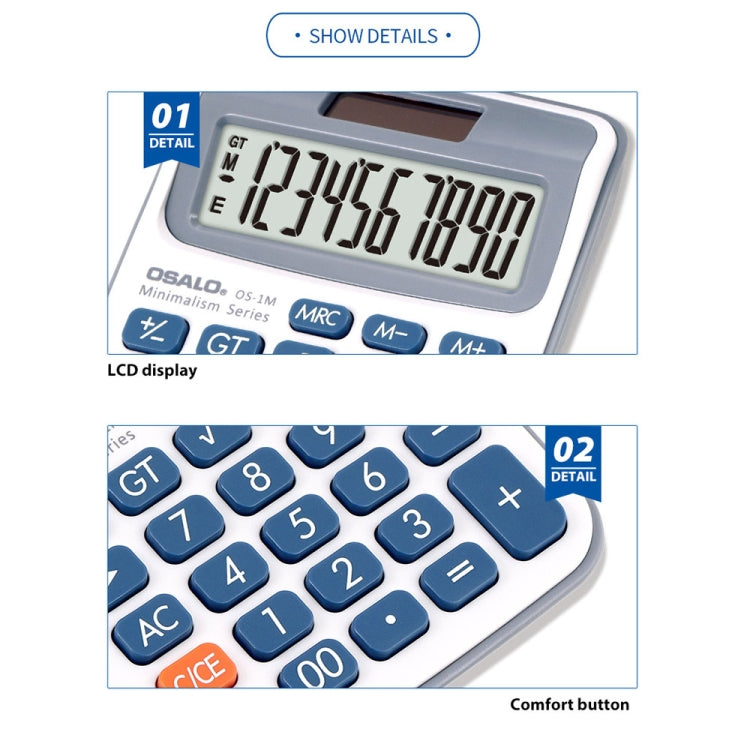 OSALO 10-digit LCD Screen Solar Dual Power Supply Desktop Calculator Mini Student Calculator