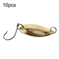 10pcs 2g Mesh Single Hook Spoon Type Horse Mouth Melon Sequins False Lures Fishing Lures(Gold)