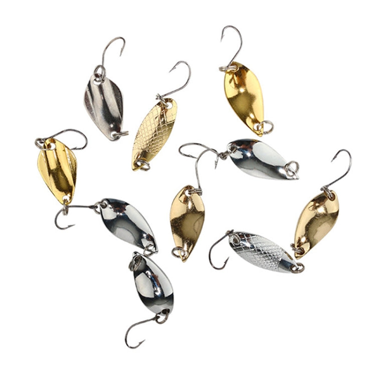 10pcs 2g Mesh Single Hook Spoon Type Horse Mouth Melon Sequins False Lures Fishing Lures(Gold)