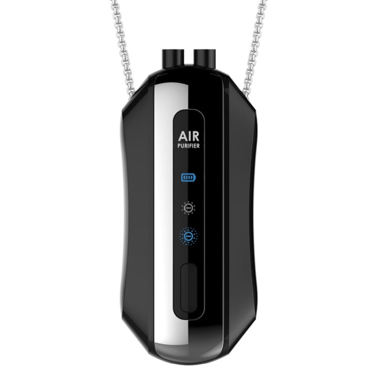 Portable Negative Ion Air Purifier Home Hanging Neck Purifier, Style: Chain Style (Black)