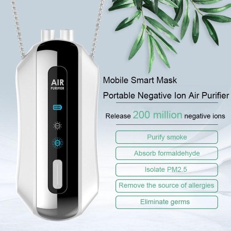 Portable Negative Ion Air Purifier Home Hanging Neck Purifier, Style: Chain Style (Black)