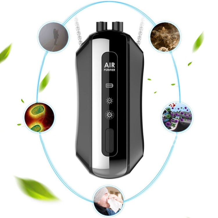 Portable Negative Ion Air Purifier Home Hanging Neck Purifier, Style: Rope Style (Black)