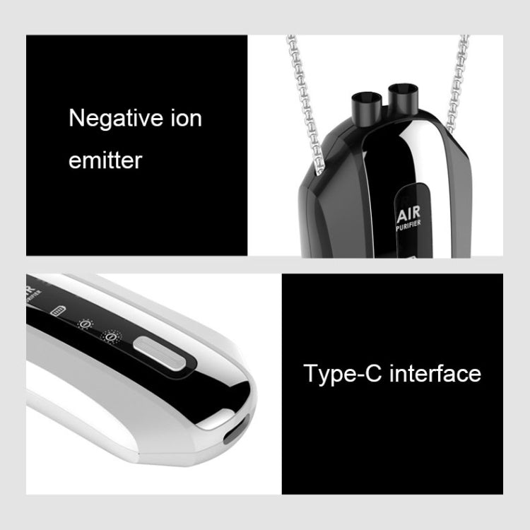 Portable Negative Ion Air Purifier Home Hanging Neck Purifier, Style: Rope Style (Black)