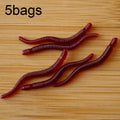 5bags 20pcs/bag 3.5cm Fishy Red Earthworm Fake Bait Luminous Fish Lure(Red)