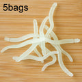 5bags 100pcs/bag 3.5cm Fishy Red Earthworm Fake Bait Luminous Fish Lure(Luminous Color)