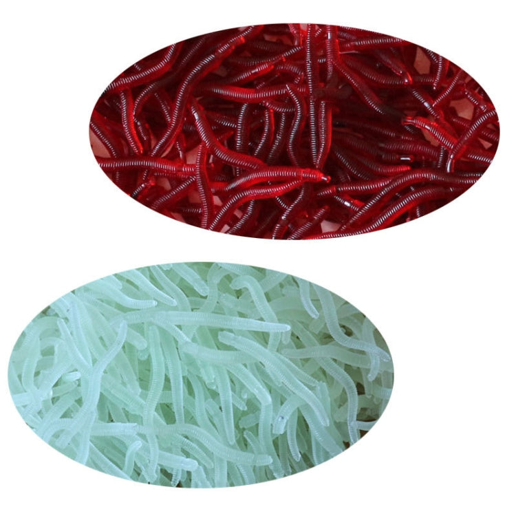 5bags 50pcs/bag 3.5cm Fishy Red Earthworm Fake Bait Luminous Fish Lure(Luminous Color)