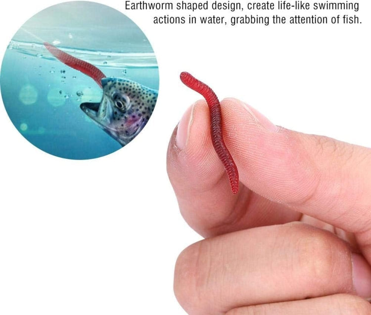 5bags 100pcs/bag 3.5cm Fishy Red Earthworm Fake Bait Luminous Fish Lure(Luminous Color)