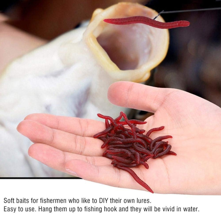 5bags 50pcs/bag 3.5cm Fishy Red Earthworm Fake Bait Luminous Fish Lure(Red)