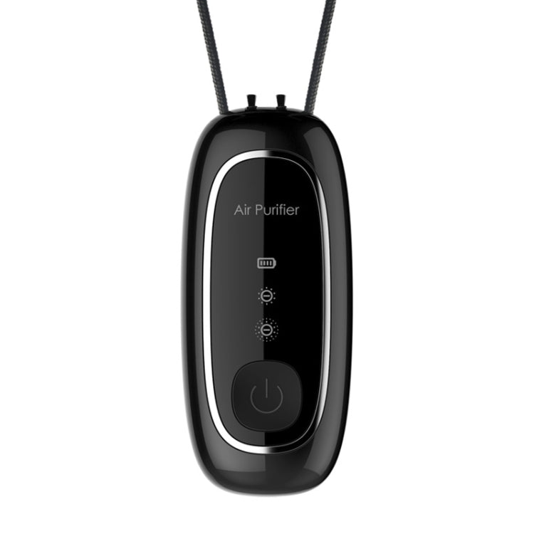 Upgrade Dual-brush Negative Ion Air Purifier Neck Small Portable Air Purifier, Style: Rope Model (Black)