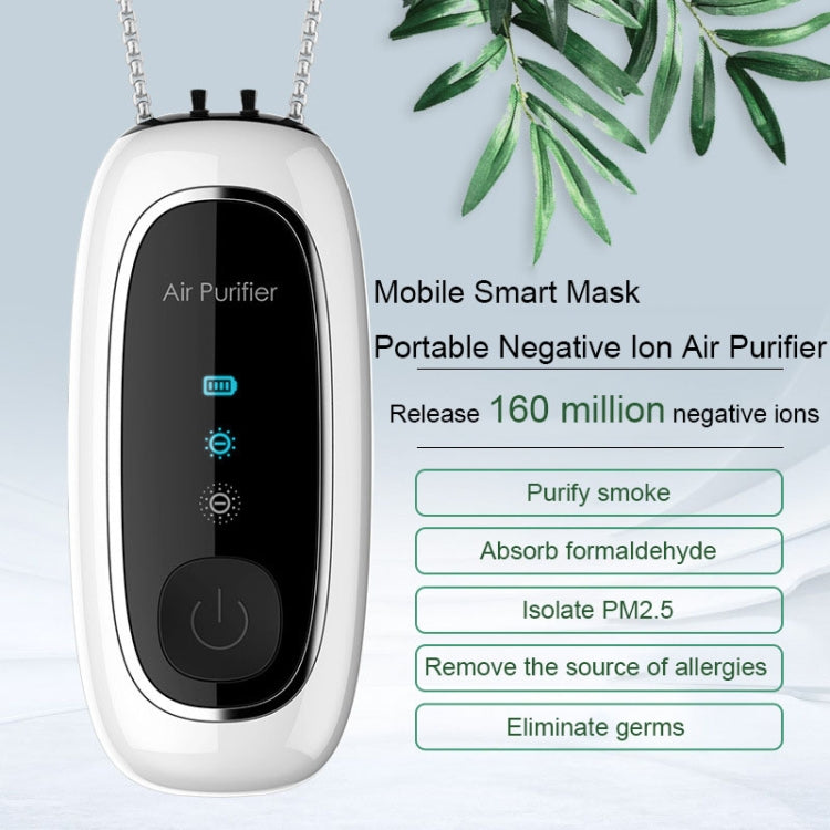 Upgrade Dual-brush Negative Ion Air Purifier Neck Small Portable Air Purifier, Style: Rope Model (Black)