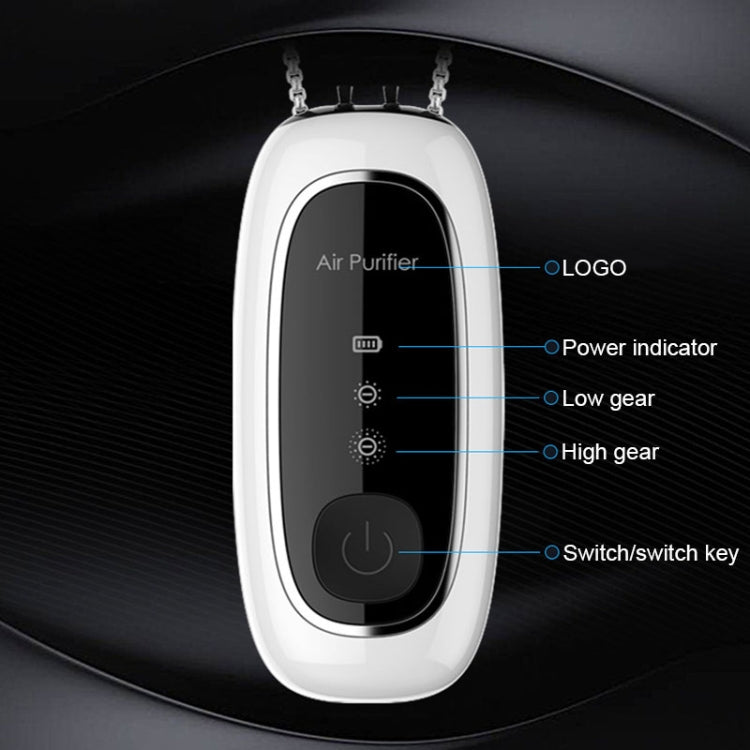 Upgrade Dual-brush Negative Ion Air Purifier Neck Small Portable Air Purifier, Style: Rope Model (White)