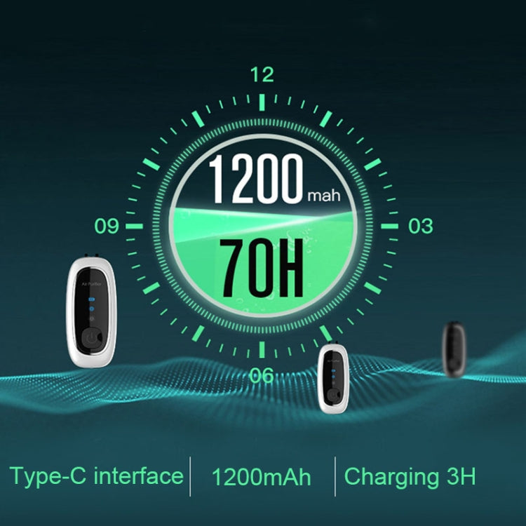 Upgrade Dual-brush Negative Ion Air Purifier Neck Small Portable Air Purifier, Style: Rope Model (White)