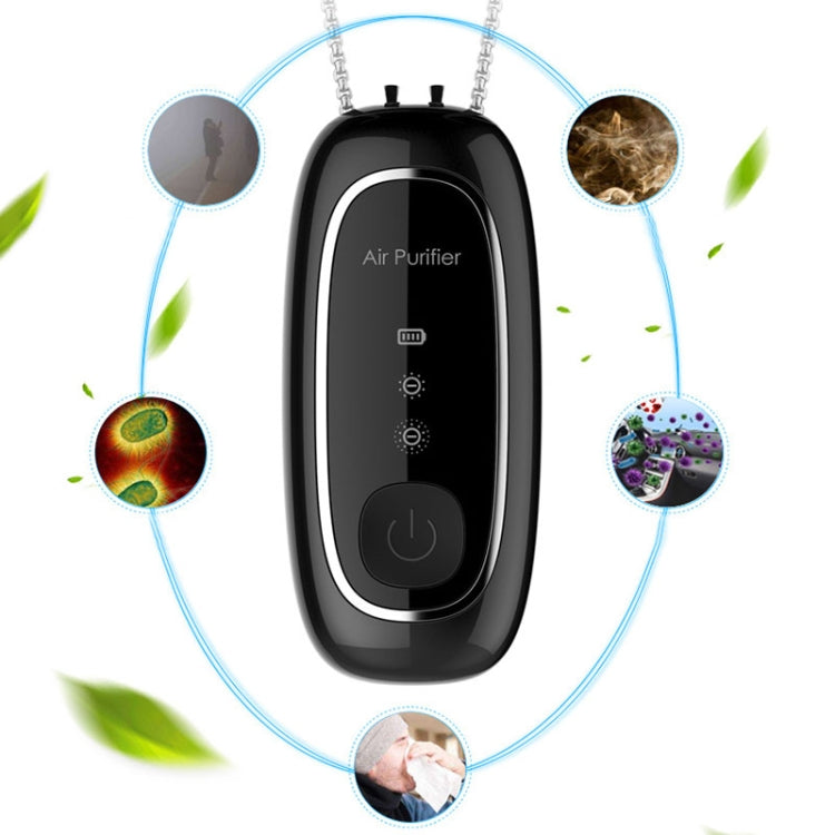 Upgrade Dual-brush Negative Ion Air Purifier Neck Small Portable Air Purifier, Style: Rope Model (White)