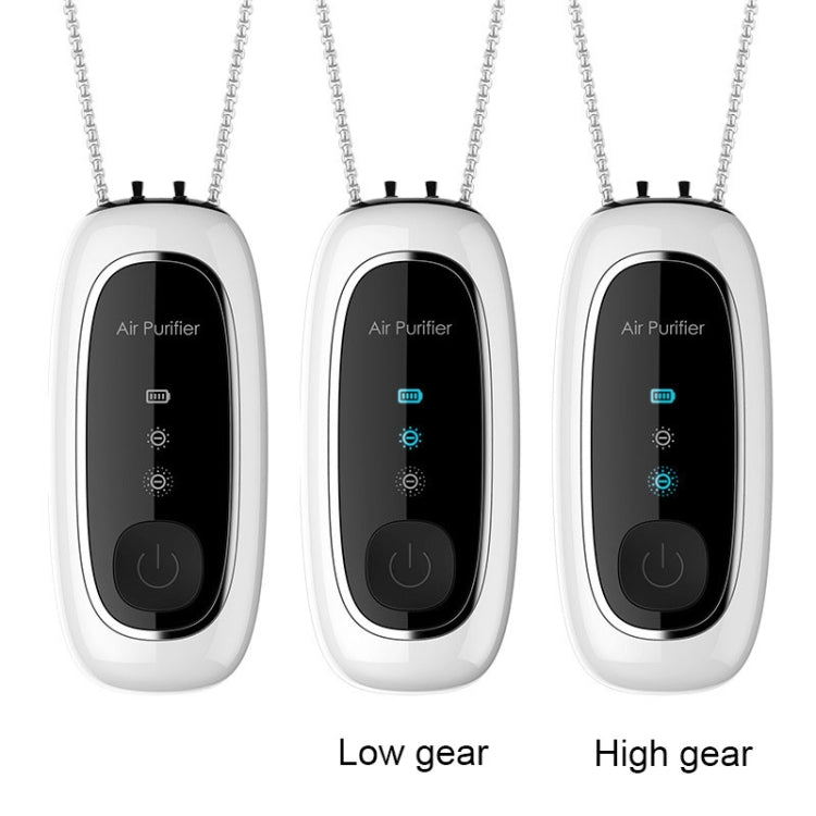 Upgrade Dual-brush Negative Ion Air Purifier Neck Small Portable Air Purifier, Style: Chain Model (Black)