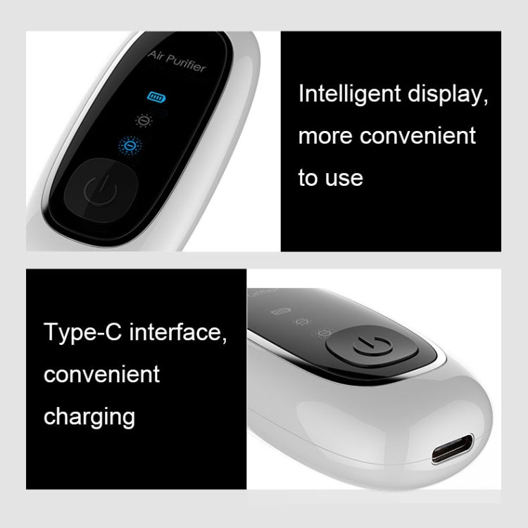 Upgrade Dual-brush Negative Ion Air Purifier Neck Small Portable Air Purifier, Style: Chain Model (Black)