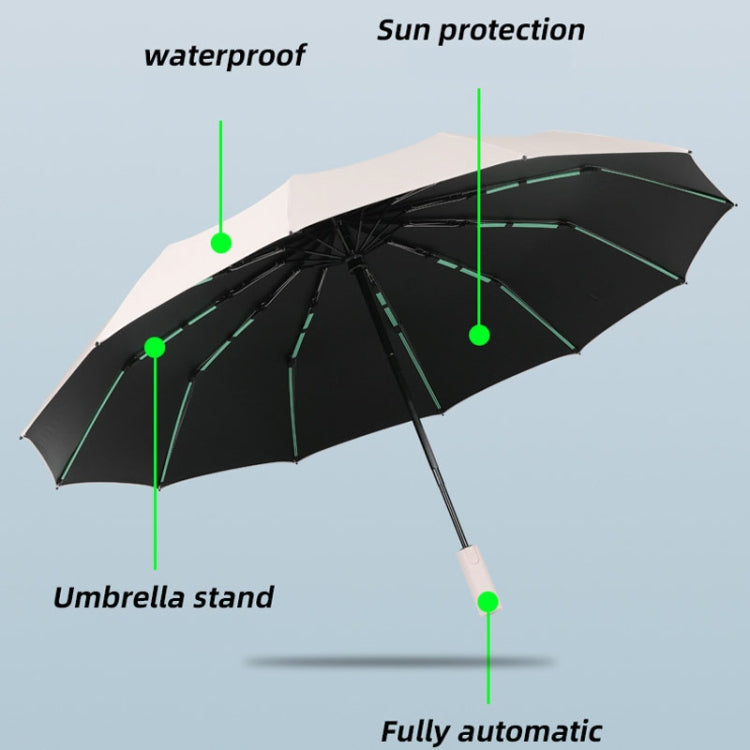 60 Bone Sunny Rain Dual-use Automatic Umbrella Wind-resistant Reinforced Sunshade UV Sun Umbrella(Black)