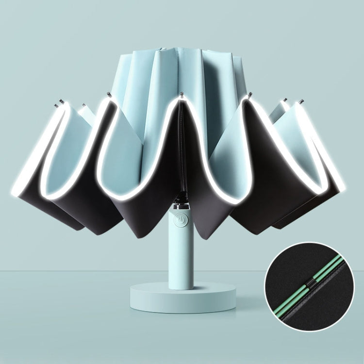 20 Bone Reverse Double Bone Automatic Folding Umbrella Sunshade Sun Umbrella(Morning Mist green)