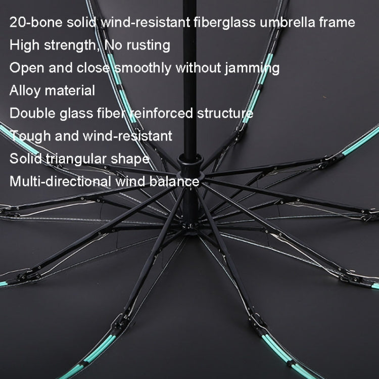20 Bone Reverse Double Bone Automatic Folding Umbrella Sunshade Sun Umbrella(Morning Mist green)