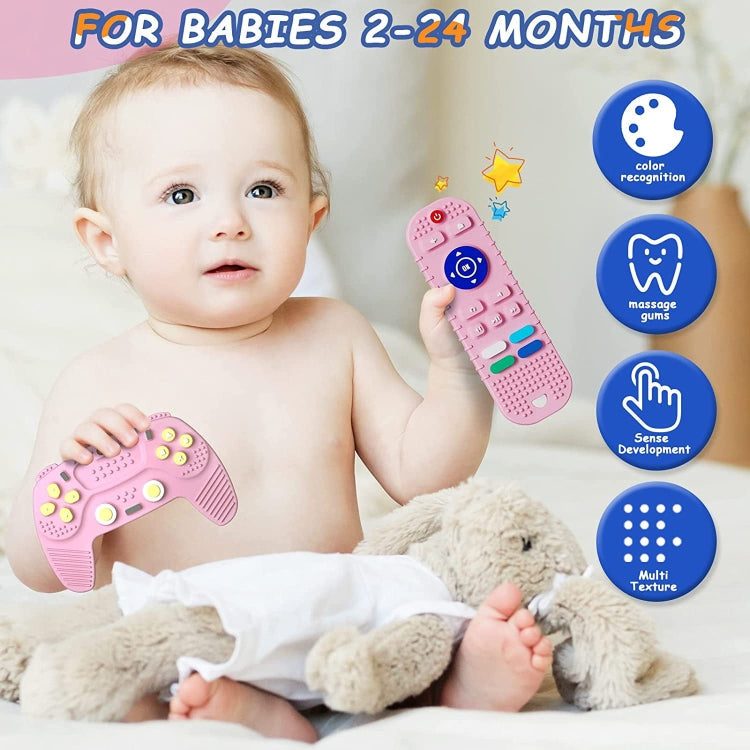 Silicone Game Pad Baby Teether Toys Chew Toy for Baby 6-12 Months(Pink)