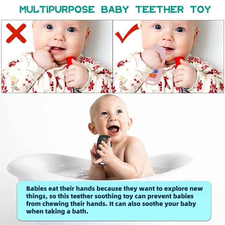 Babies Soft Silicone Car Keys Shape Teething Toys Molar Teether Chew Toys(Blue)