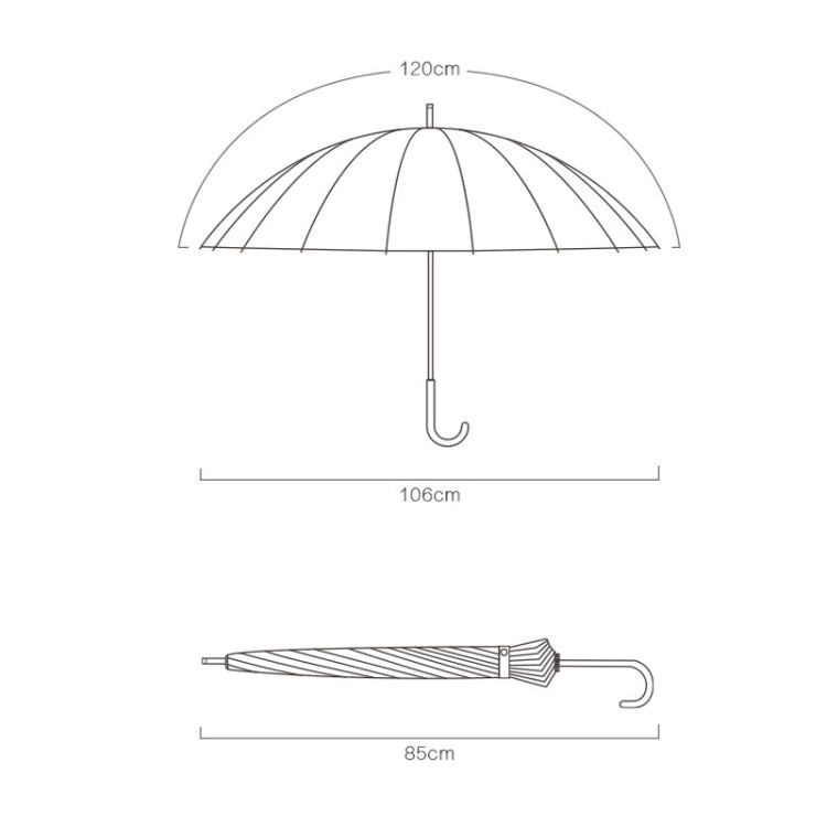 Long Handle Double 16 Bone Sunny And Rain Dual Use Umbrella(Blue)