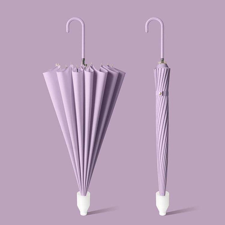 16 Bone Automatic Long Handle Double Sunny And Rain Dual Use Umbrella, Color: With Waterproof Cover Purple