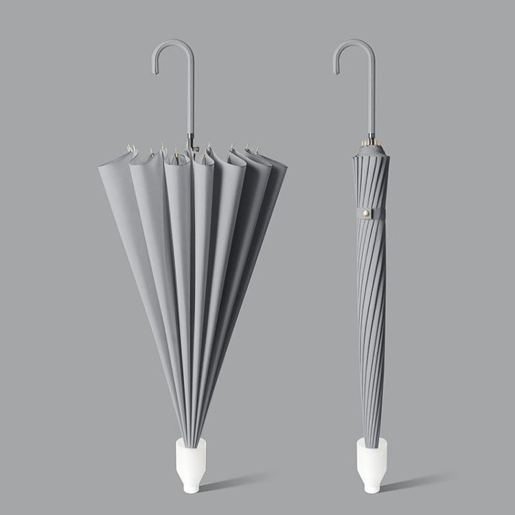 16 Bone Automatic Long Handle Double Sunny And Rain Dual Use Umbrella, Color: With Waterproof Cover Grey